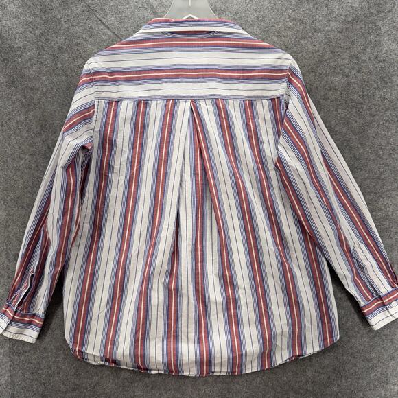Grayson Womens The Hero Button Long Sleeve Top Size 04 Large Jasmine Stripe Red - Picture 9 of 11